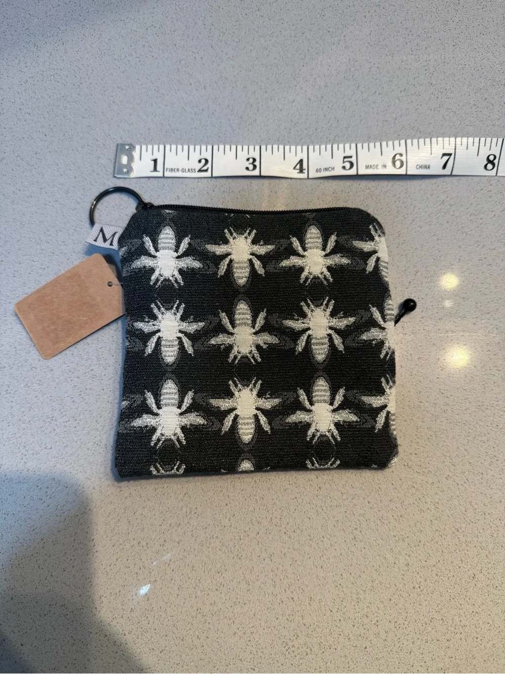Maruca Black & White Bee Pattern Coin Pouch